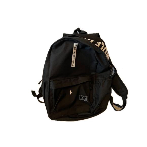 Wolf Horse Style Black Skate Backpack
